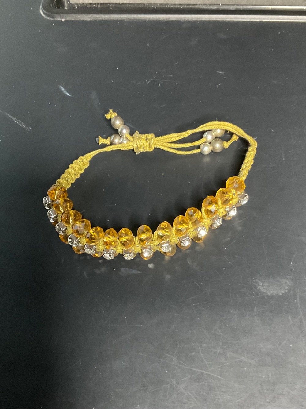 Yellow Crystal Beaded Adjustable Bracelet